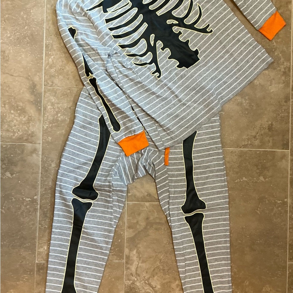 Striped Skeleton Pajama Set Men’s L